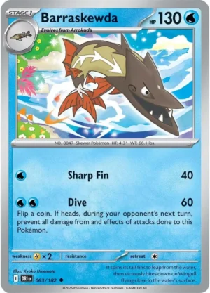 Pokémon TCG SV10: Destined Rivals 063/182 Barraskewda Uncommon Ungraded