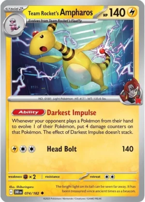 Pokémon TCG SV10: Destined Rivals 074/182 Team Rocket's Ampharos Uncommon Ungraded