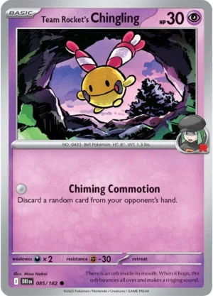 Pokémon TCG SV10: Destined Rivals 085/182 Team Rocket's Chingling Common Ungraded
