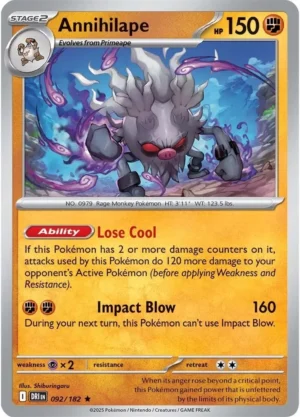 Pokémon TCG SV10: Destined Rivals 092/182 Annihilape Rare Ungraded