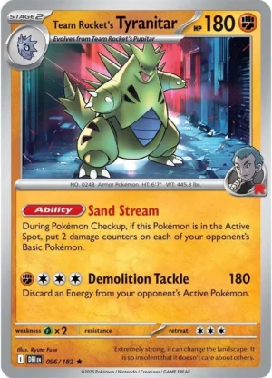 Pokémon TCG SV10: Destined Rivals 096/182 Team Rocket's Tyranitar Rare Ungraded