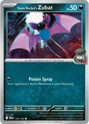 Pokémon TCG SV10: Destined Rivals 120/182 Team Rocket's Zobat Common Ungraded