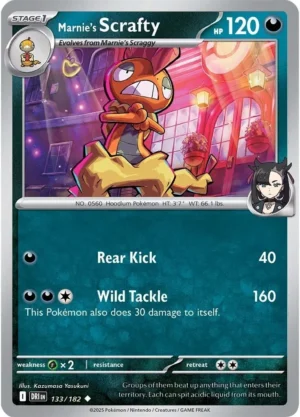 Pokémon TCG SV10: Destined Rivals 133/182 Marnie's Scrafty Uncommon Ungraded
