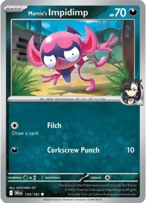 Pokémon TCG SV10: Destined Rivals 134/182 Marnie's Impidimp Common Ungraded