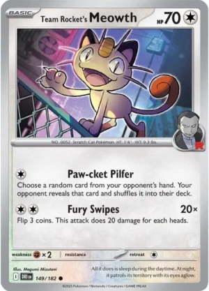 Pokémon TCG SV10: Destined Rivals 149/182 Team Rocket's Meowth Common Ungraded