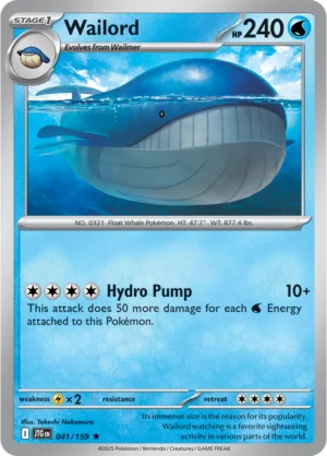 Pokémon TCG SV9: Journey Together 041/159 Wailord Rare Ungraded