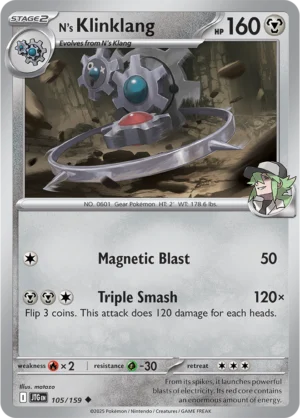 Pokémon TCG SV9: Journey Together 105/159 N's Klinklang Uncommon Ungraded