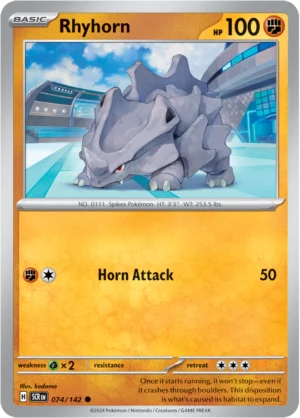 Pokémon TCG SV7: Stellar Crown 074/142 Rhyhorn Common Ungraded