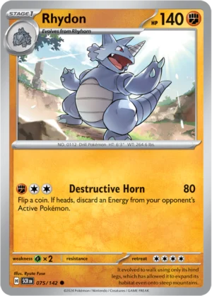 Pokémon TCG SV7: Stellar Crown 075/142 Rhydon Common Ungraded