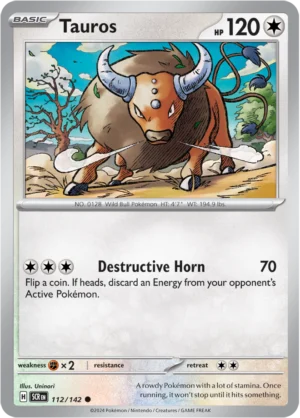 Pokémon TCG SV7: Stellar Crown 112/142 Tauros Common Ungraded