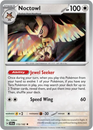 Pokémon TCG SV7: Stellar Crown 115/142 Noctowl Rare Ungraded