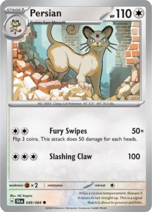 Pokémon TCG SV: Shrouded Fable 049/064 Persian Common Ungraded