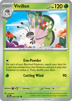 Pokémon TCG SV8: Surging Sparks 007/191 Vivillon Uncommon Ungraded