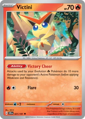 Pokémon TCG SV8: Surging Sparks 021/191 Victini Uncommon Ungraded
