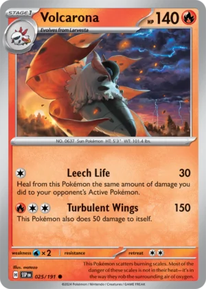 Pokémon TCG SV8: Surging Sparks 025/191 Volcarona Common Ungraded