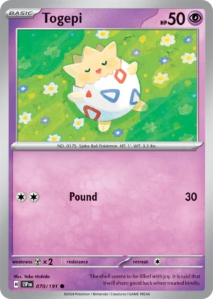 Pokémon TCG SV8: Surging Sparks 070/191 Togepi Common Ungraded