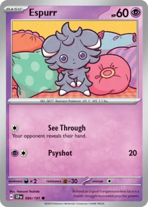 Pokémon TCG SV8: Surging Sparks 084/191 Espurr Common Ungraded