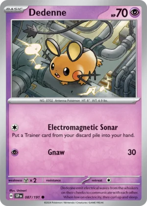 Pokémon TCG SV8: Surging Sparks 087/191 Dedenne Common Ungraded