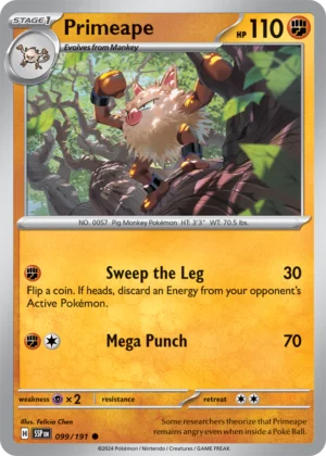 Pokémon TCG SV8: Surging Sparks 099/191 Primeape Common Ungraded