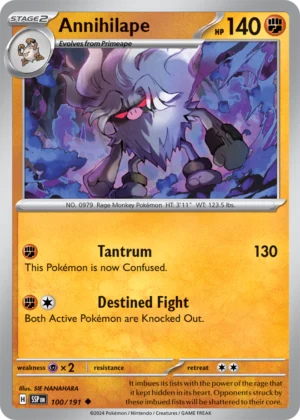 Pokémon TCG SV8: Surging Sparks 100/191 Annihilape Uncommon Ungraded