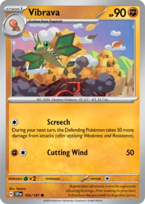 Pokémon TCG SV8: Surging Sparks 105/191 Vibrava Common Ungraded