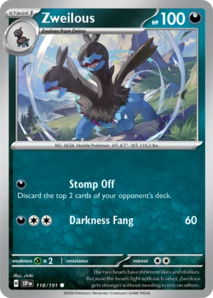 Pokémon TCG SV8: Surging Sparks 118/191 Zweilous Common Ungraded
