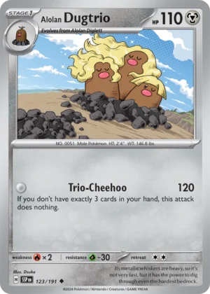 Pokémon TCG SV8: Surging Sparks 123/191 Alolan Dugtrio Uncommon Ungraded