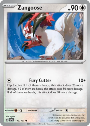 Pokémon TCG SV8: Surging Sparks 149/191 Zangoose Common Ungraded