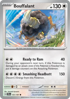 Pokémon TCG SV8: Surging Sparks 151/191 Bouffalant Common Ungraded