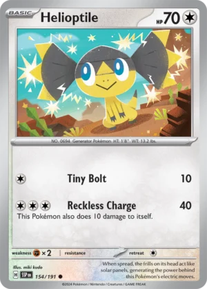 Pokémon TCG SV8: Surging Sparks 154/191 Helioptile Common Ungraded
