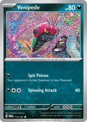 Pokémon TCG SV6: Twilight Masquerade 115/167 Venipede Common Ungraded
