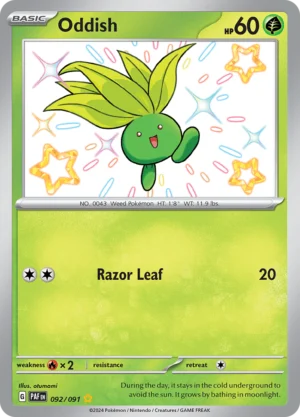 Pokémon TCG SV: Paldean Fates 092/091 Oddish Shiny Rare Ungraded