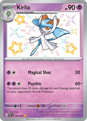 Pokémon TCG SV: Paldean Fates 154/091 Kirlia Shiny Rare Ungraded
