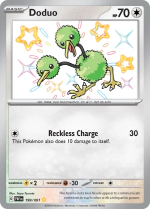 Pokémon TCG SV: Paldean Fates 199/091 Doduo Shiny Rare Ungraded
